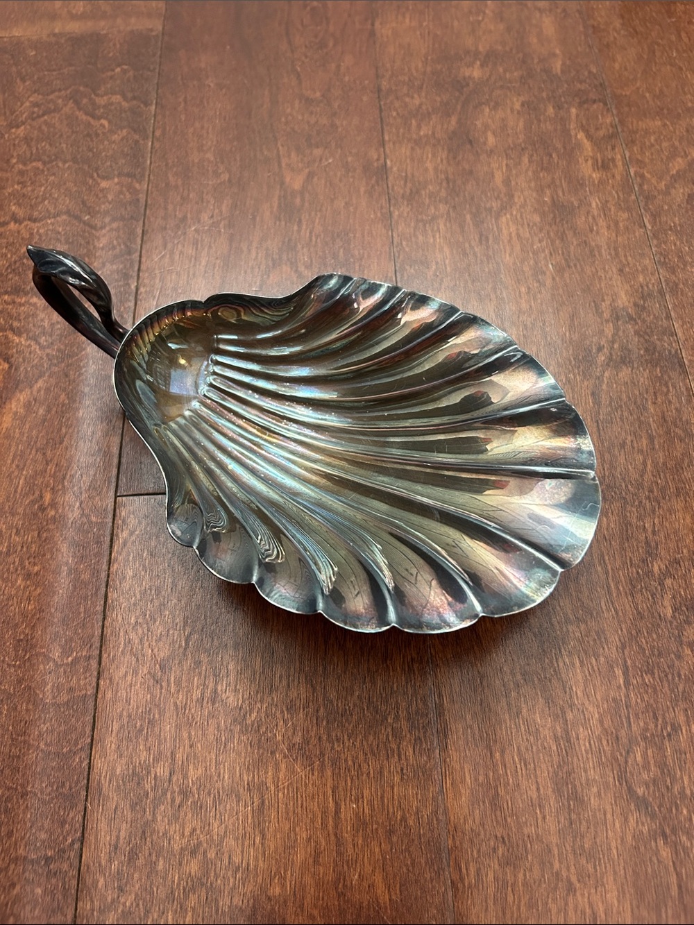 Vintage Fisher Mid Century Modern Silver Plate Footed Shell Catch All/Candy Dish